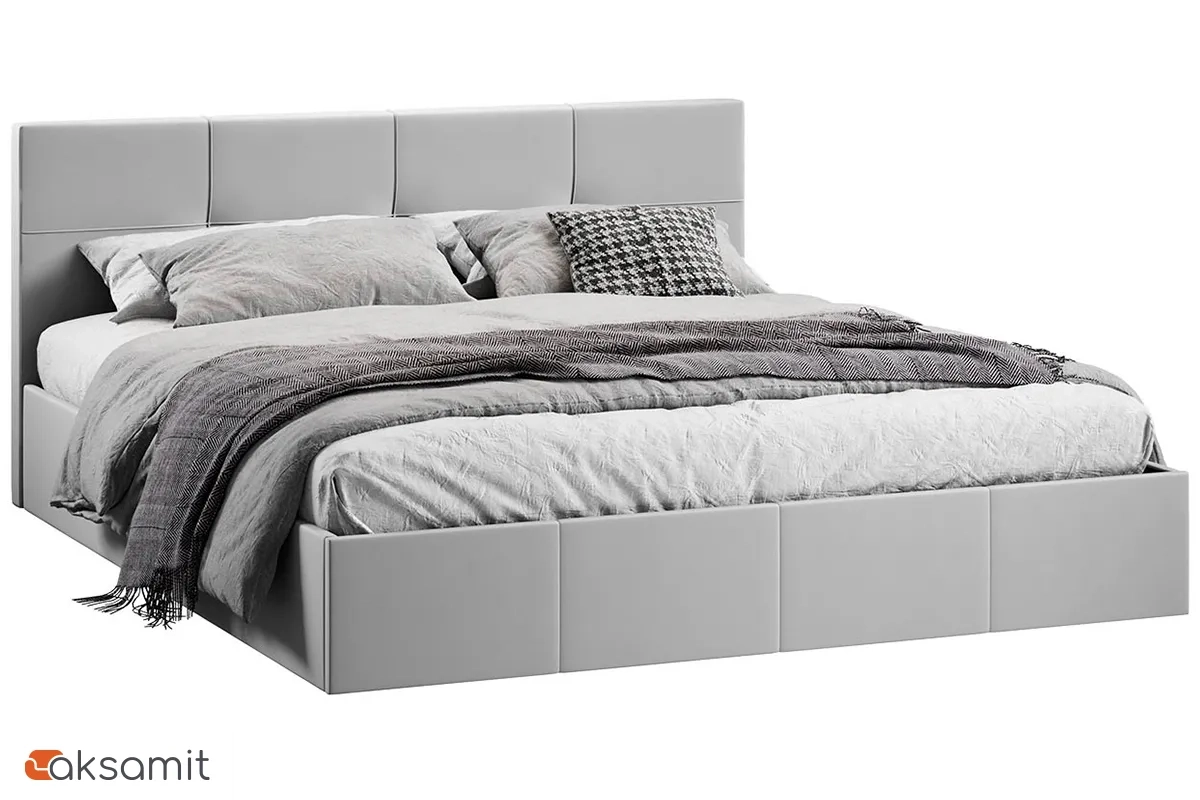 Кровать Лора с ПМ и заглушиной 180х200 (Велюр / Confetti Silver)