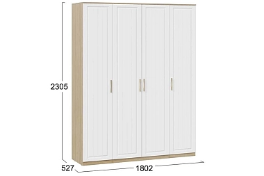 Шкаф комбинированный Сэнди с 4-мя дверями (Вяз благородный/Белый)
