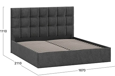 Кровать Эмбер с ПМ 160х200 Тип 1 (Микровелюр/Wellmart Graphite)