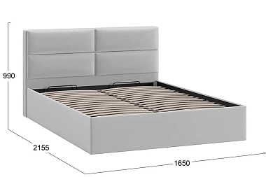 Кровать универсальная Глосс Тип 1 с ПМ 160х200 без заглушины (Велюр/Confetti Silver)