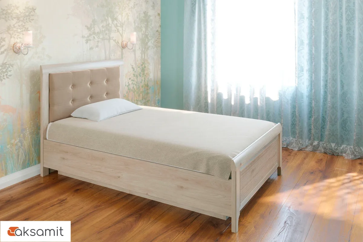 Кровать КР-1031-ГС-В 120х200 (Гикори Джексон светлый/Велюр) Кровать КР-1031-ГС-В 120х200 (Гикори Джексон светлый/Велюр)