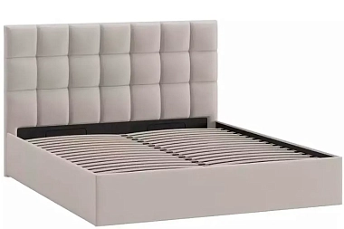 Кровать Эмбер с ПМ 160х200 без заглушины (Велюр/Confetti Smoke)