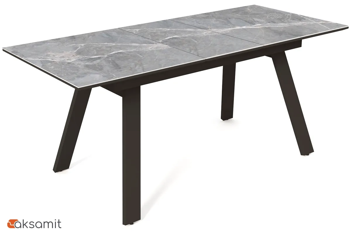 Стол обеденный Морис 1400(1800) (ст. №2/ Керамика FNZ9206050 Larka Grey/МДФ черная шагрень/Металл Черный) Стол обеденный Морис 1400(1800) (ст. №2/ Керамика FNZ9206050 Larka Grey/МДФ черная шагрень/Металл Черный)