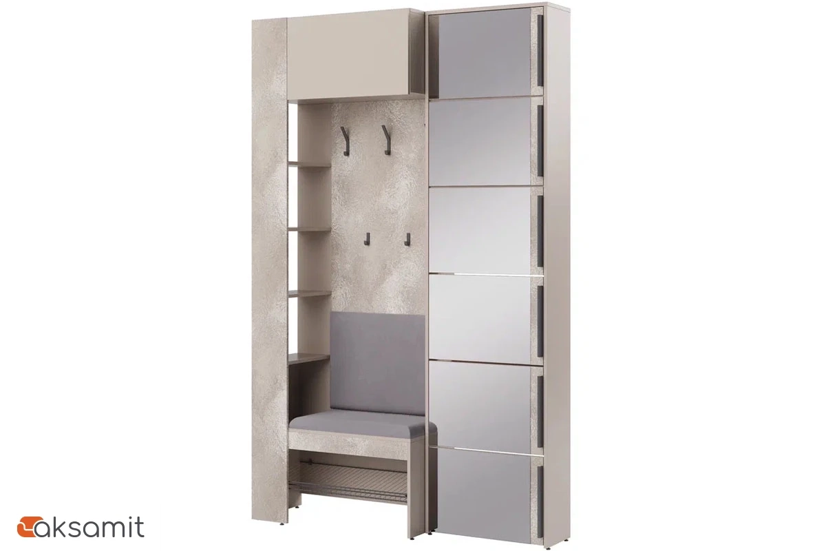 Вешалка комбинированная Сольера мод.1 (ЛДСП Мунлайт/ЛДСП Велюр/Ткань Light Grey)