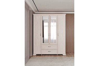 Венеция 2 Шкаф для одежды 4-х дверный с ящиками с зеркалом фото