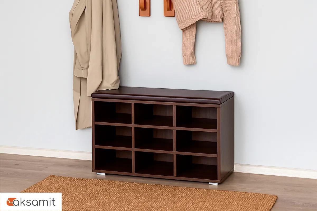 Тумба для обуви Харис Тип 4 (Дуб Венге/ Кожзам коричневый)