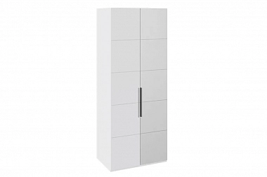 Наоми СМ-208.07.04 шкаф для одежды стандарт+зеркало белый глянец фото