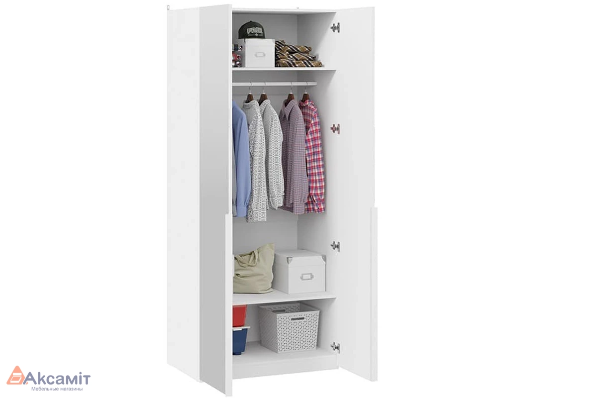 Шкаф для одежды Порто СМ-393.07.004 с 2 зеркальными дверями (580) (Белый жемчуг/Белый жемчуг)