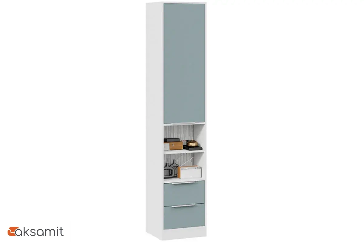 Шкаф комбинированный Марли (Белый/Серо-голубой)