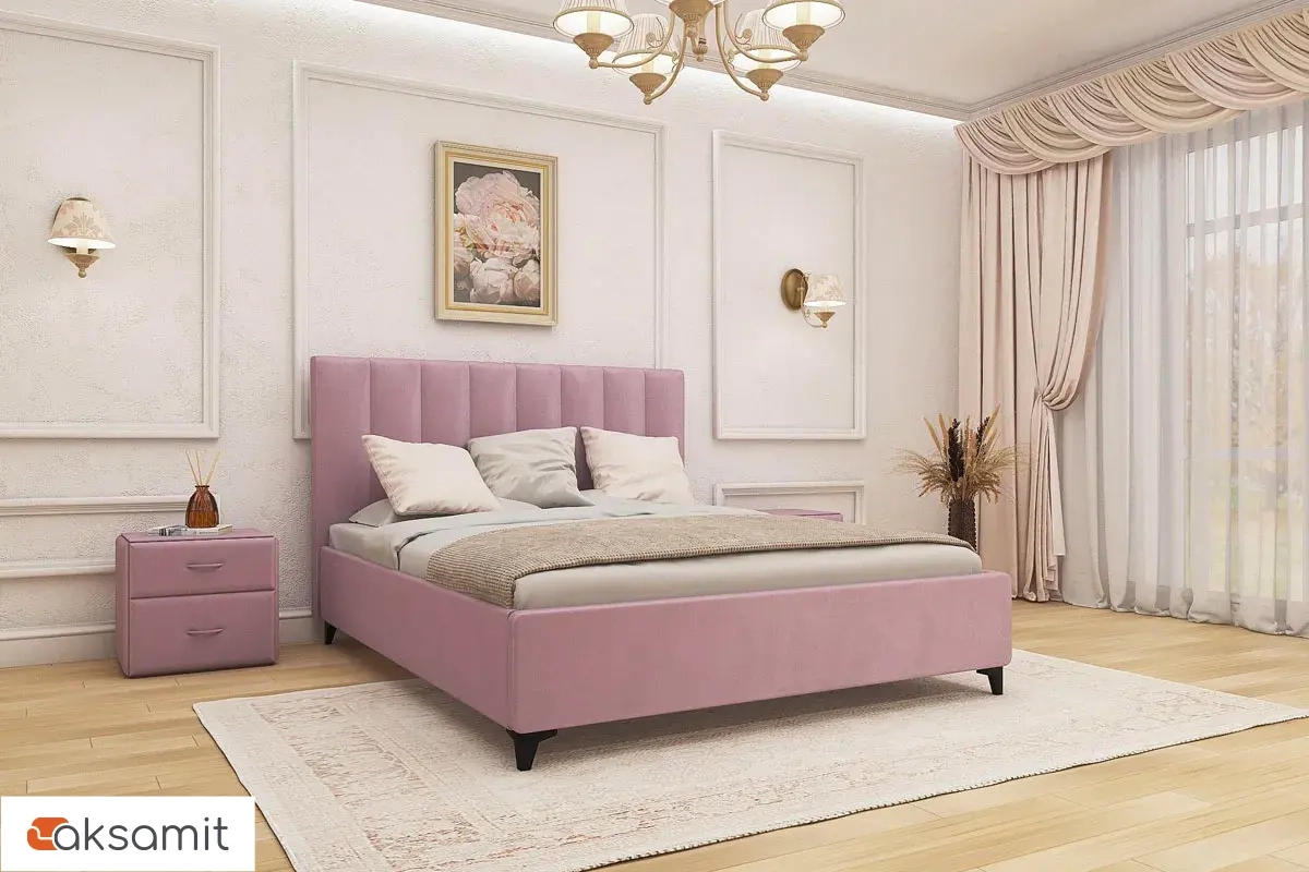Кровать Венеция с ПМ 160х200 (Velutto/Розовый) Кровать Венеция с ПМ 160х200 (Velutto/Розовый)