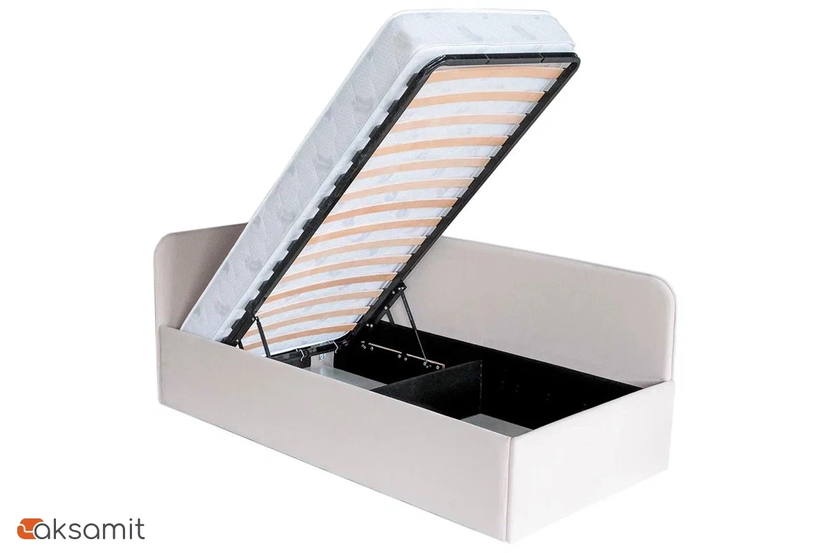 Кровать угловая Джеки с ПМ (122) 90х200 (Бежевый/Newtone light beige) Кровать угловая Джеки с ПМ (122) 90х200 (Бежевый/Newtone light beige)