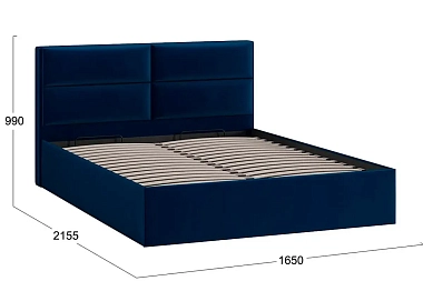 Кровать универсальная Глосс Тип 1 с ПМ 160х200 без заглушины (Велюр/Confetti Blue)
