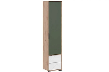 Шкаф для белья комбинированный Лео ТД-410.07.21 (Гикори джексон/Белый матовый/Дымчатый зеленый)