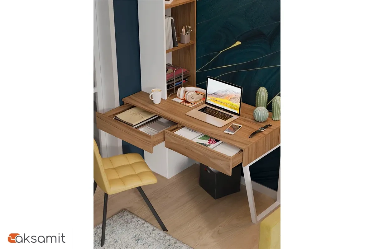 Стол письменный со шкафом Порто СМ-393.15.012 (Белый жемчуг/Яблоня беллуно/Белый софт)