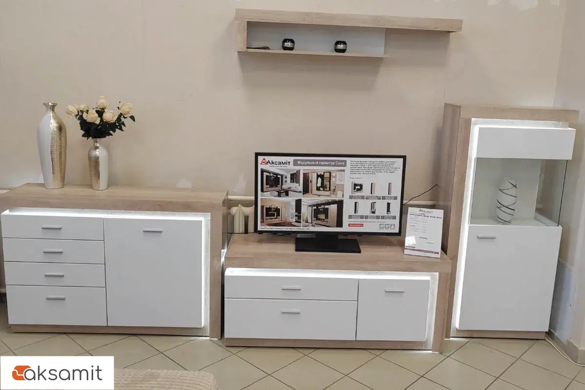 Комод Люмен 3 белый снег глянец