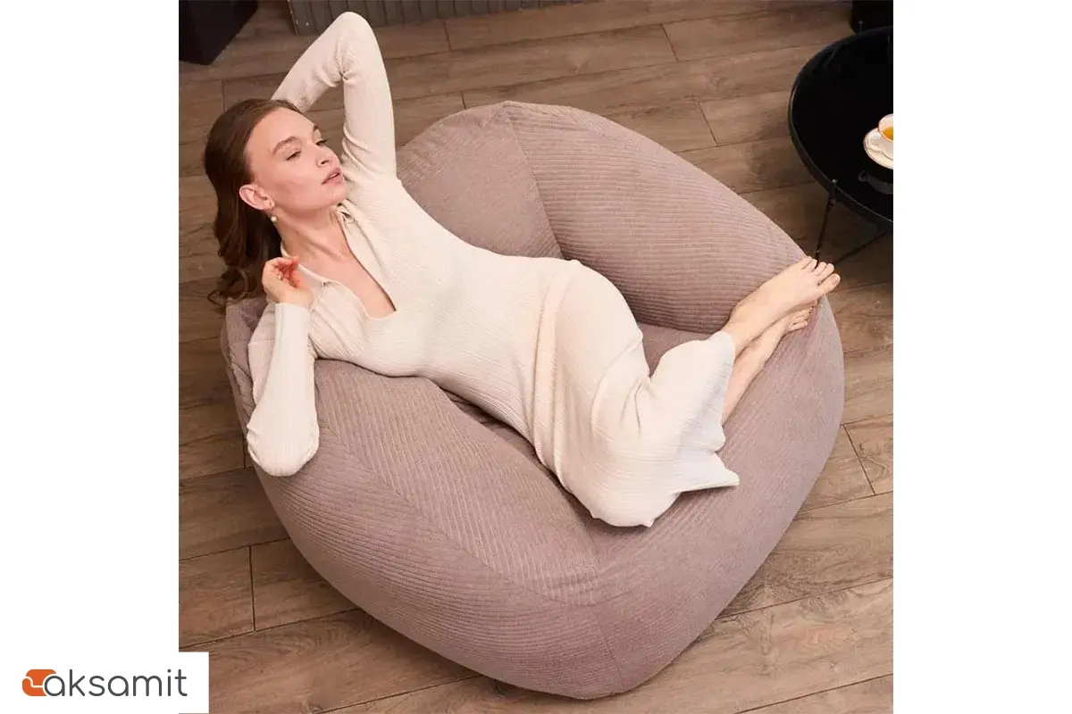 Бескаркасное кресло Нова (Вельвет / Бежевый песочный) 5XL