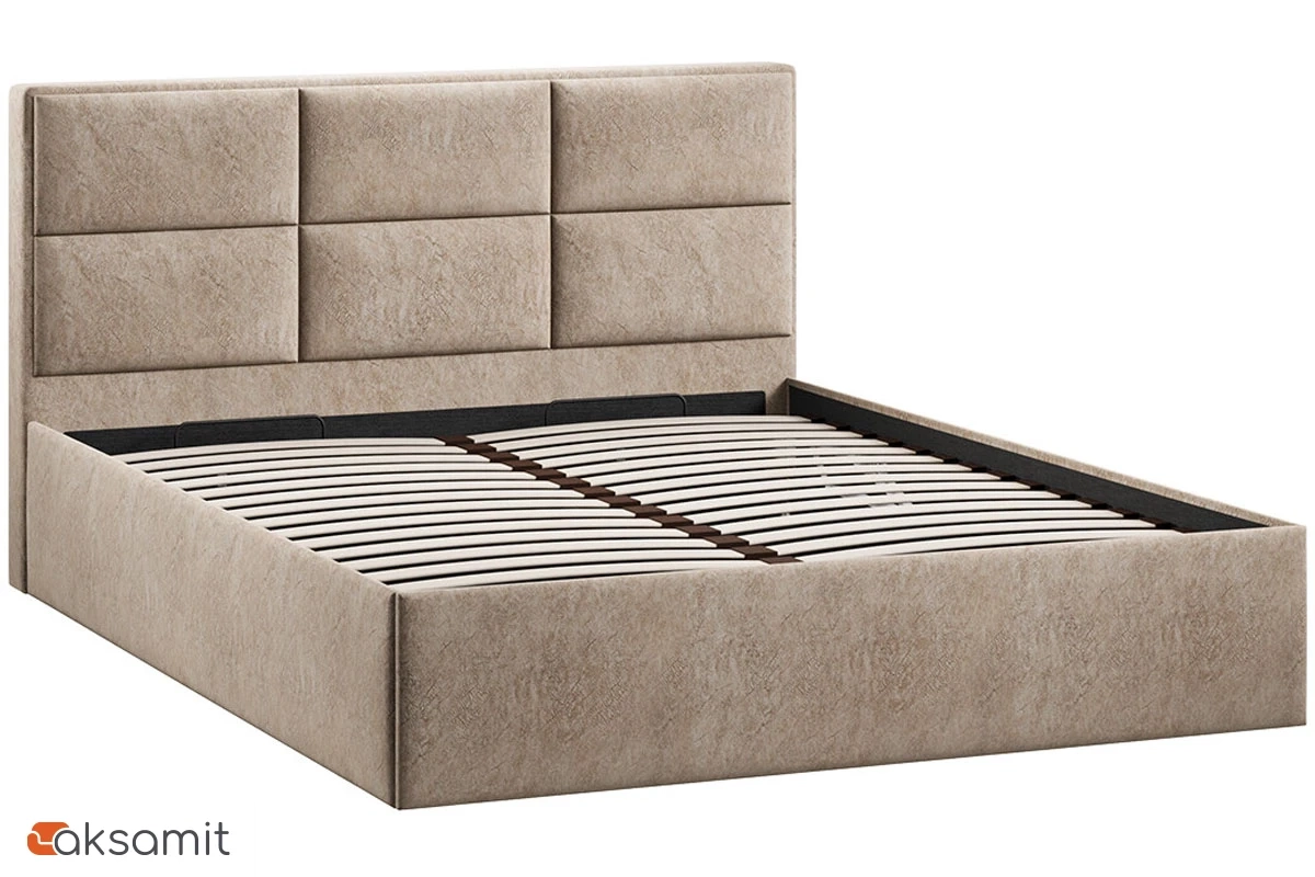 Кровать Стелла c ПМ 160х200 Тип 1 (Микровелюр/Wellmart Dark Beige)