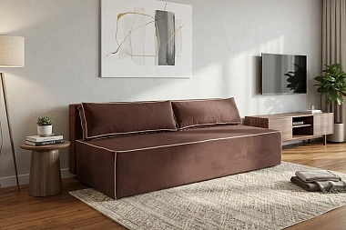 Диван Brick (Набивные подушки/Отстрочка/ППУ) Тексопарк Монте коричневый