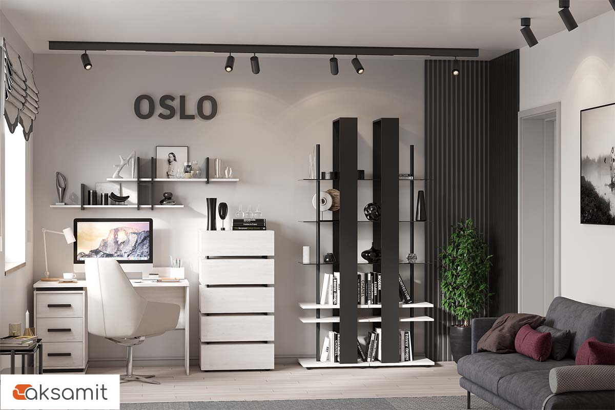 Гостиная Oslo комплект 2 (Бетон Пайн светлый/Черный) фото