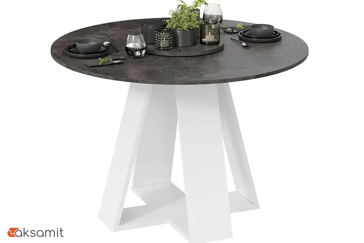 Стол обеденный Райнер Тип 1 (Белый/Ателье темный)