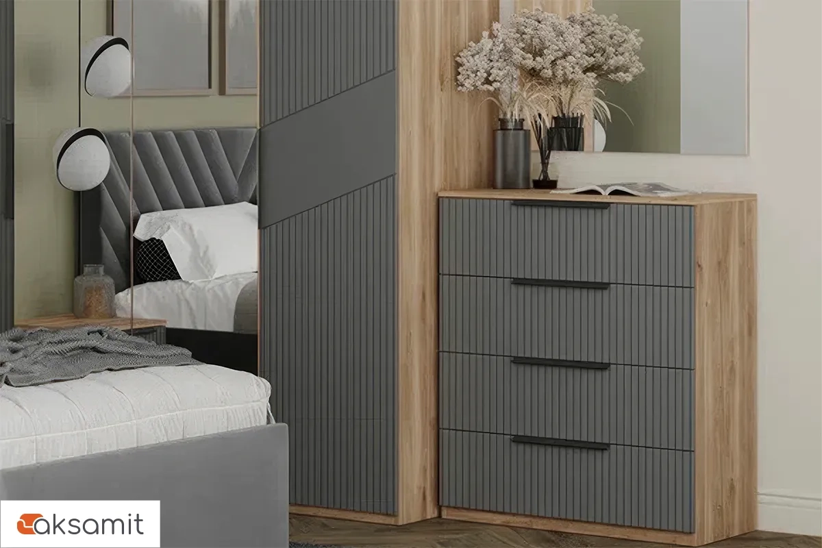 Комод Астория 03 (Дуб кастелло медовый / Графит софт)