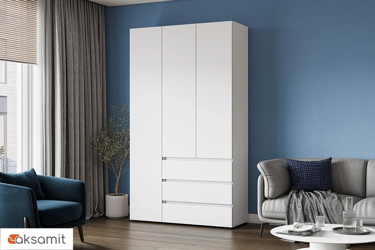 Шкаф 3-створчатый с ящиками Веста (Белый)