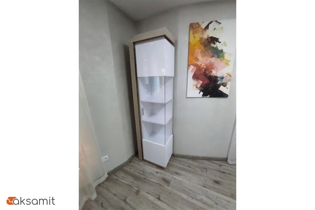 Шкаф-витрина Люмен 5 белый снег глянец фото