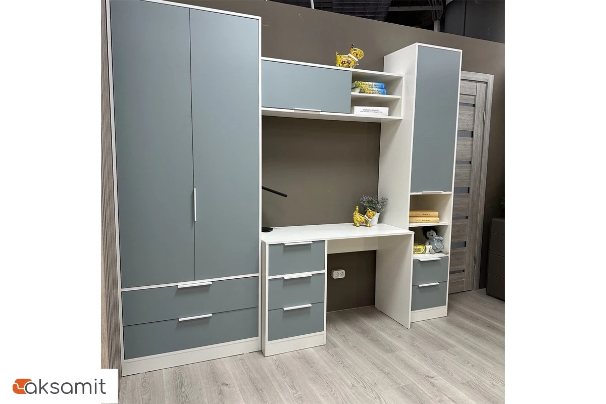 Шкаф для одежды Марли (Белый/Серо-голубой)