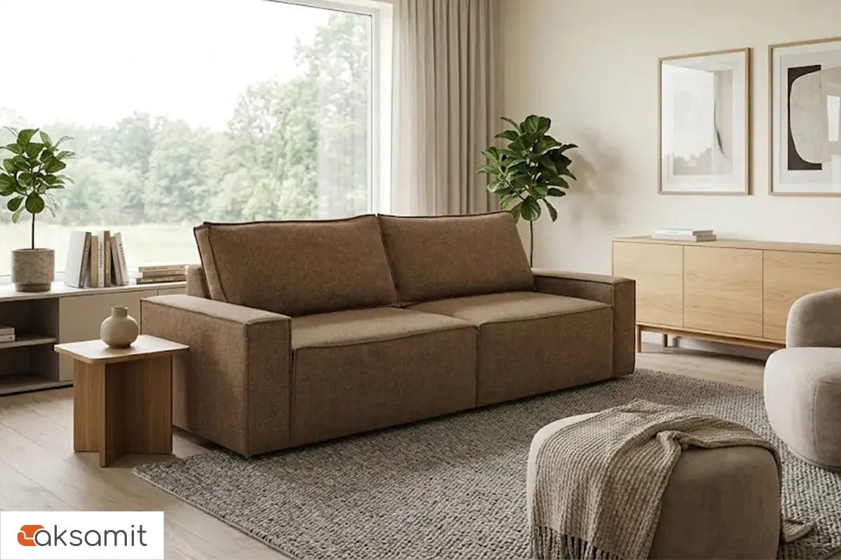 Диван Brick-3 S (Набивные подушки/Вывернутый) Гунин 2217-3 Коричнево-бежевый