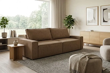 Диван Brick-3 S (Набивные подушки/Вывернутый) Гунин 2217-3 Коричнево-бежевый