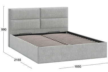Кровать универсальная Глосс Тип 1 160х200 с ПМ и заглушиной (Микровелюр/Jercy Silver)