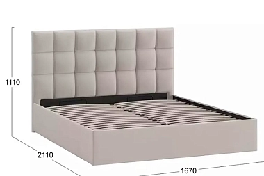 Кровать Эмбер с ПМ 160х200 без заглушины (Велюр/Confetti Smoke)
