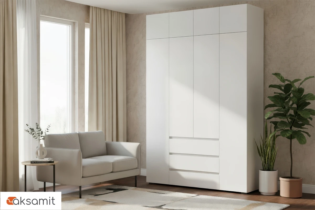 Шкаф с антресолью 4-створчатый Веста (Белый)