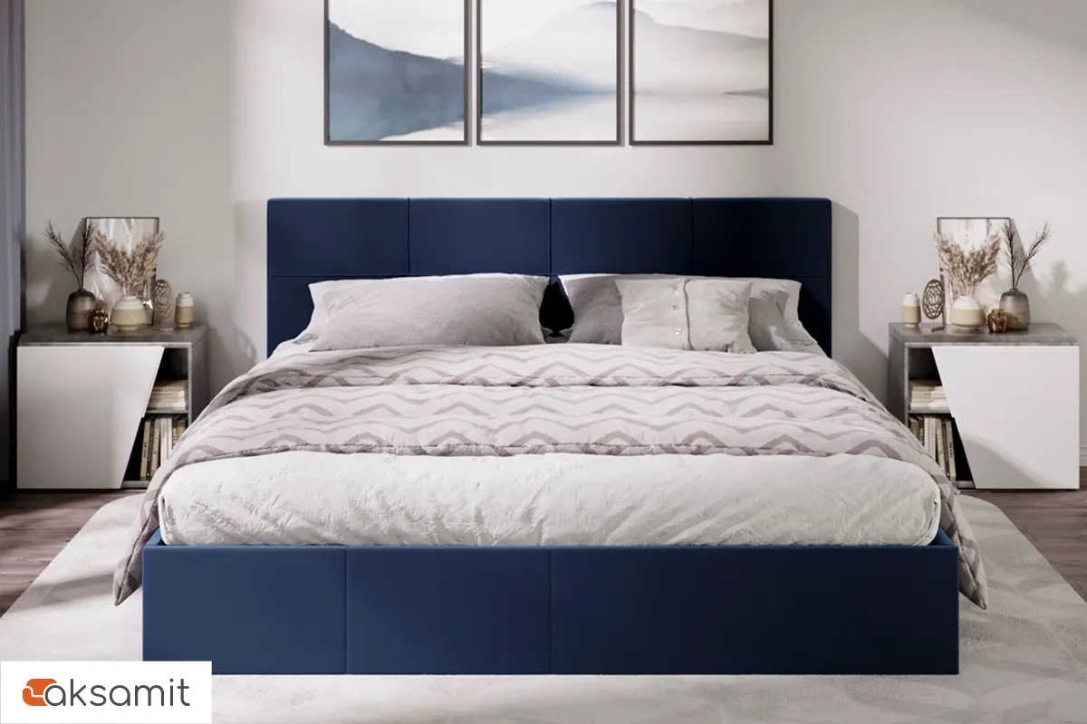 Кровать Лора с ПМ и заглушиной 180х200 (Велюр / Confetti Blue)