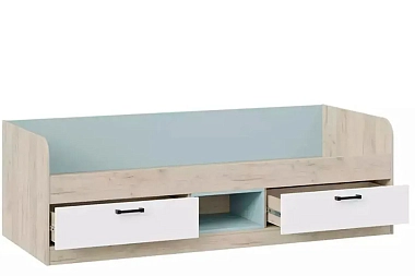 Кровать комбинированная Оливер Тип 1 80х200 (Дуб Крафт серый/ Белый /Серо-голубой)