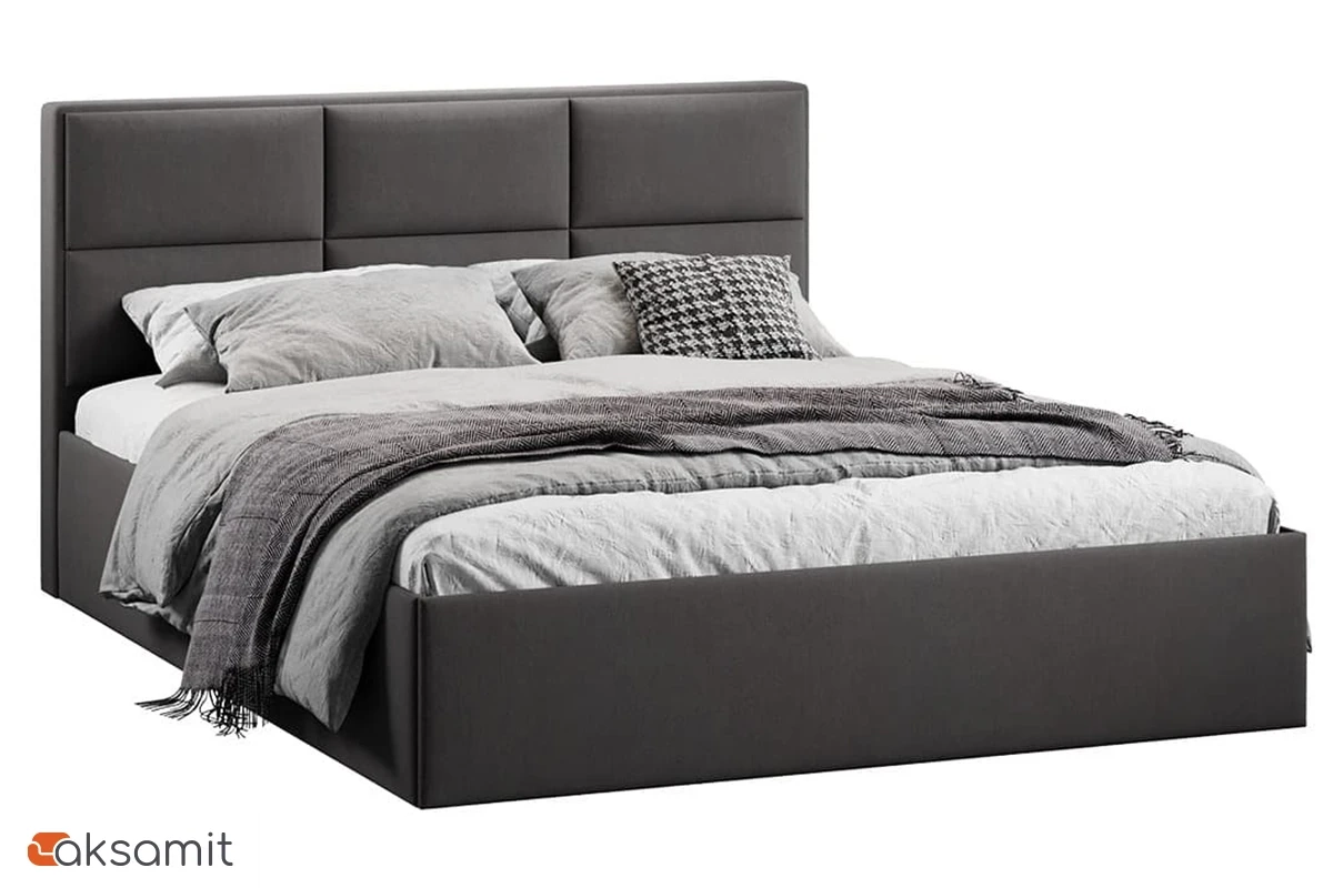 Кровать Стелла с ПМ Тип 1 и заглушиной 140х200 (Велюр / Графит)