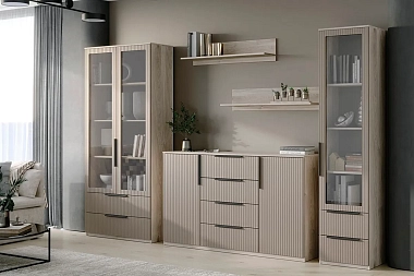 Модульная гостиная Астория №2 (Дуб кастелло серый / Грей софт)