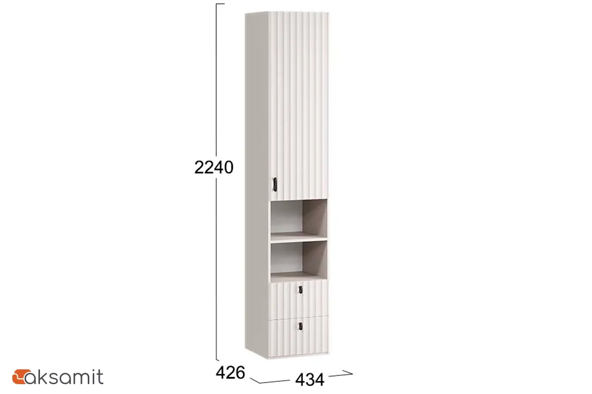 Шкаф комбинированный Тиффани Исп.2 с 1 дверью / 2 ящика (Кашемир / Кашемир матовый)