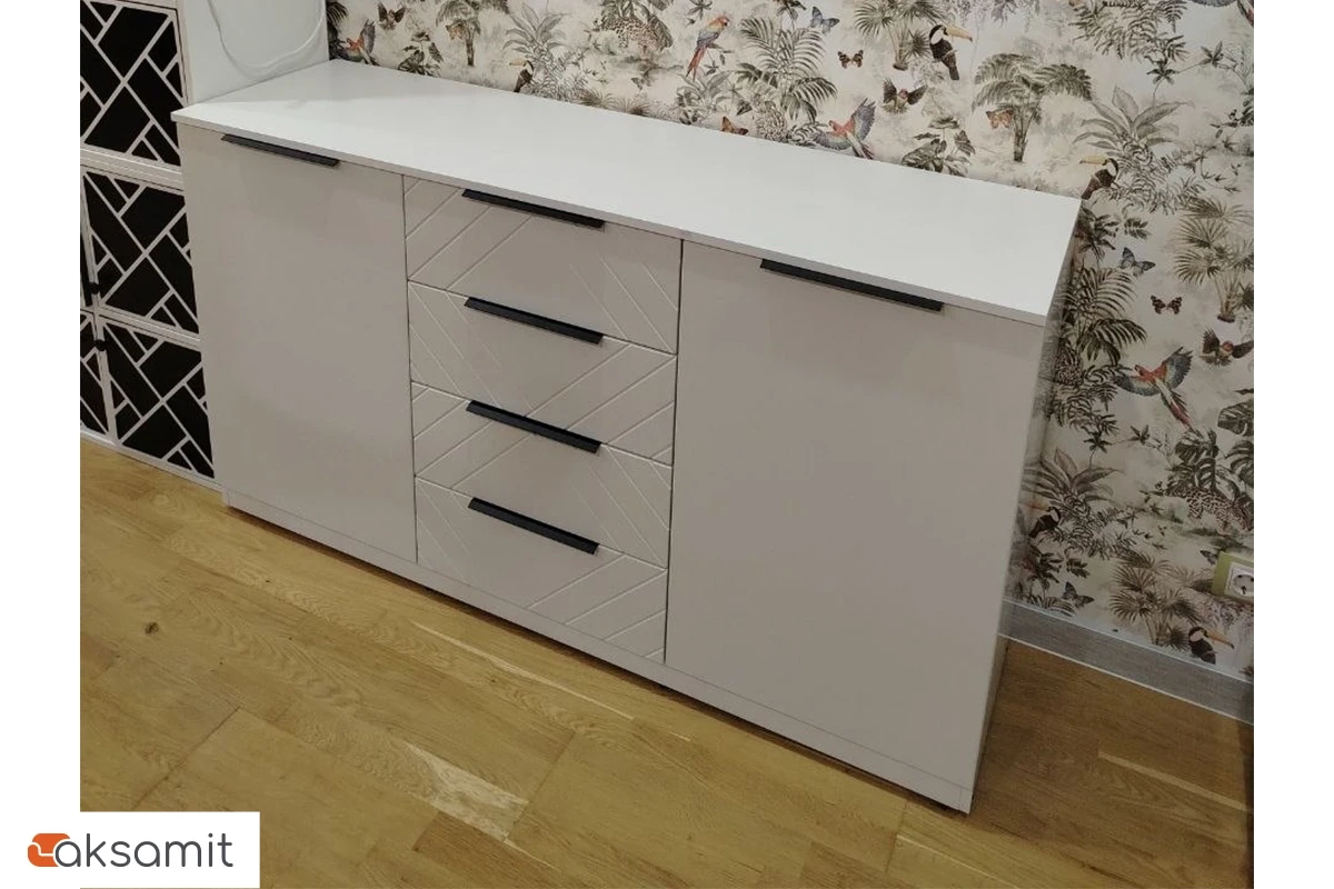 Комод Квадро №1500.5 (Белый / Тальк)