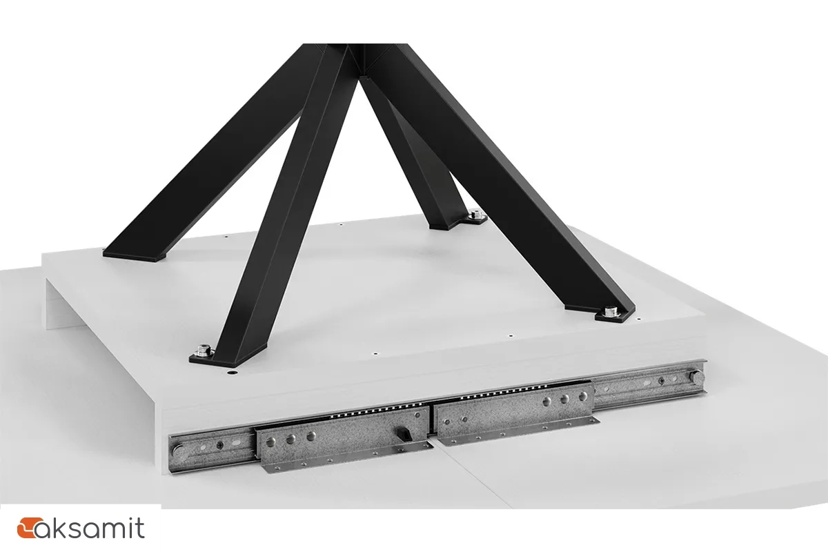 Стол обеденный Лиссабон раздвижной Тип 1 (Черный муар / Белый)