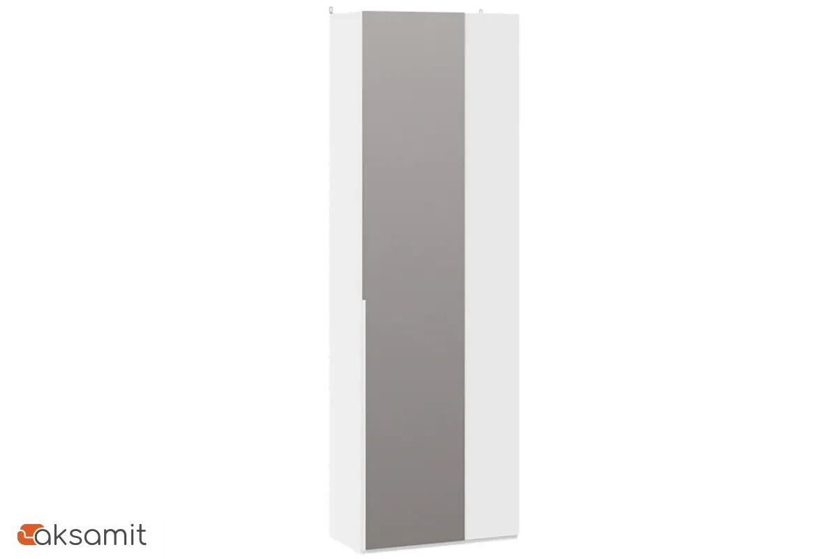 Шкаф угловой Порто СМ-393.07.232 с 1 зеркальной дверью (366) (Белый жемчуг / Белый жемчуг)