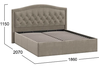 Кровать Адель с ПМ без заглушины 160х200 Тип 1 (Велюр/Мокко темный)