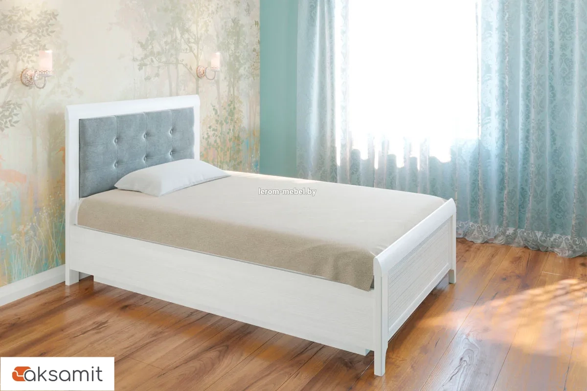 Кровать КР-1031-СЯ-В 120х200 (Снежный Ясень/Велюр) Кровать КР-1031-СЯ-В 120х200 (Снежный Ясень/Велюр)