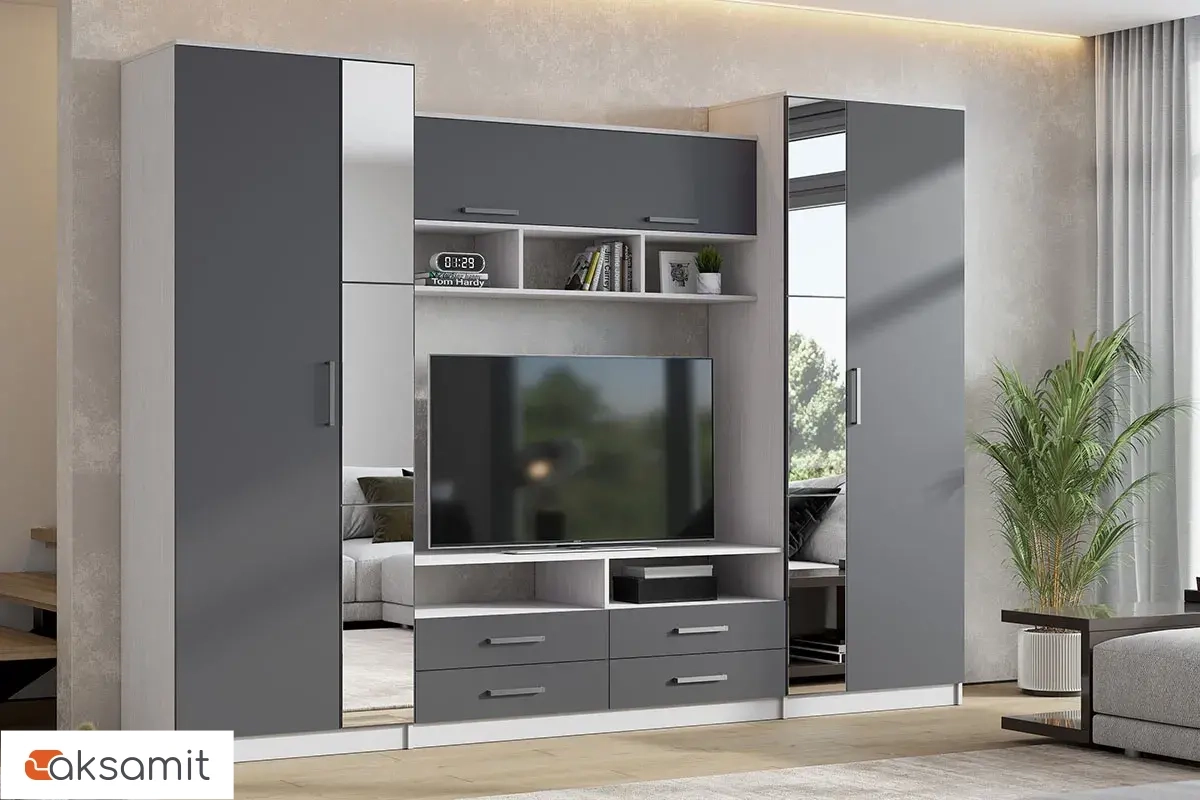 Гостиная Палермо-7 (Анкор белый/Графит)