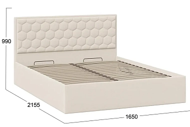 Кровать универсальная Порто с ПМ 160х200 без заглушины (Велюр/Confetti Cream)