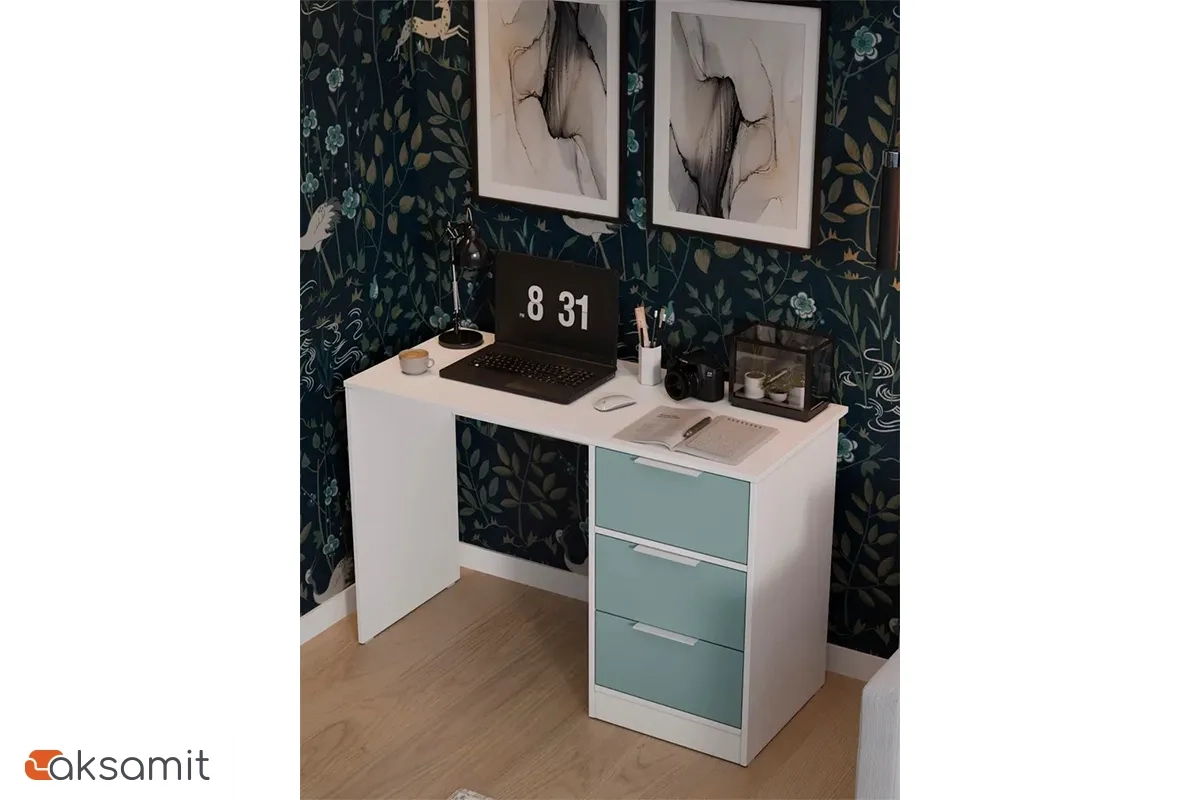 Стол письменный Марли Тип 1 (Белый/Серо-голубой)