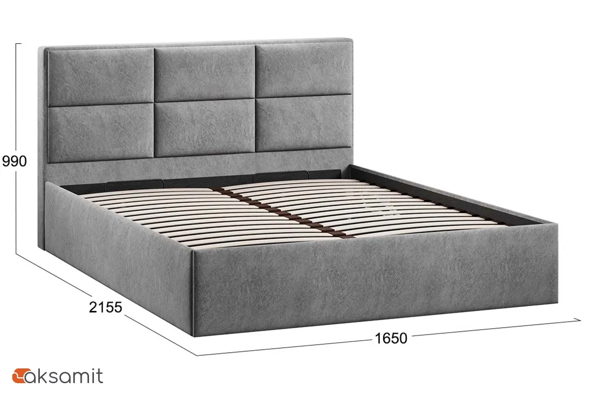 Кровать Стелла c ПМ 160х200 Тип 1 (Микровелюр/Wellmart Silver)