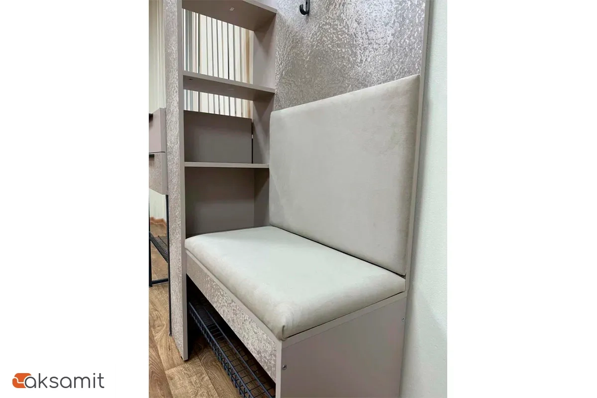 Вешалка комбинированная Сольера мод.1 (ЛДСП Мунлайт/ЛДСП Велюр/Ткань Light Grey)