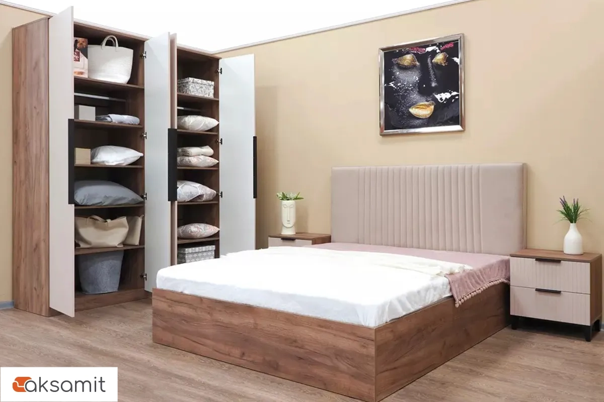 Тумба прикроватная Тоскана (Дуб Табачный/Бисквит)