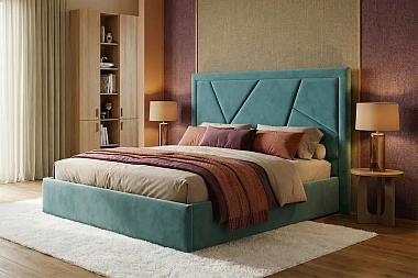 Кровать Индиго без орт. основания 160х200 (NEO 22/бирюза)